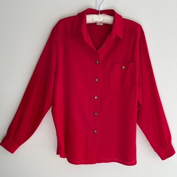 VINTAGE City Combi Delmod Wool Blend Long Sleeve Button Front Shirt Office Chic - Picture 7 of 17